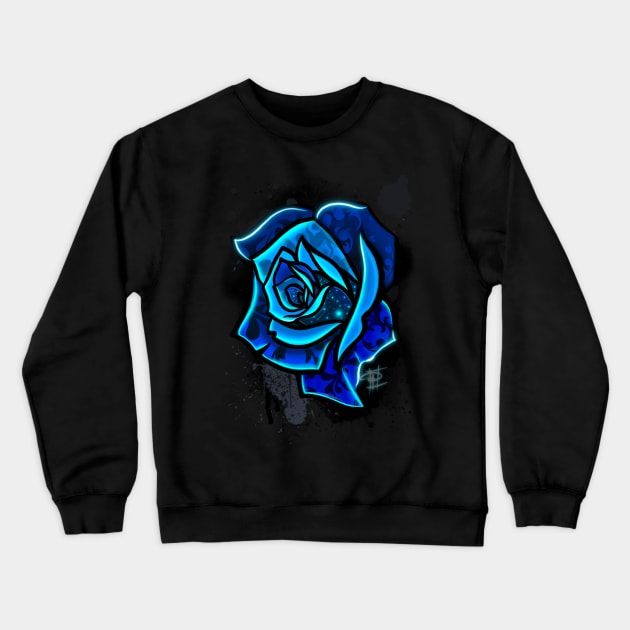 Blue Rose Crewneck Sweatshirt by Artbypanda13